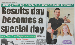 Cutting crew: big-hearted Jesica has locks trimmed