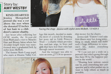 Cutting crew: big-hearted Jesica has locks trimmed